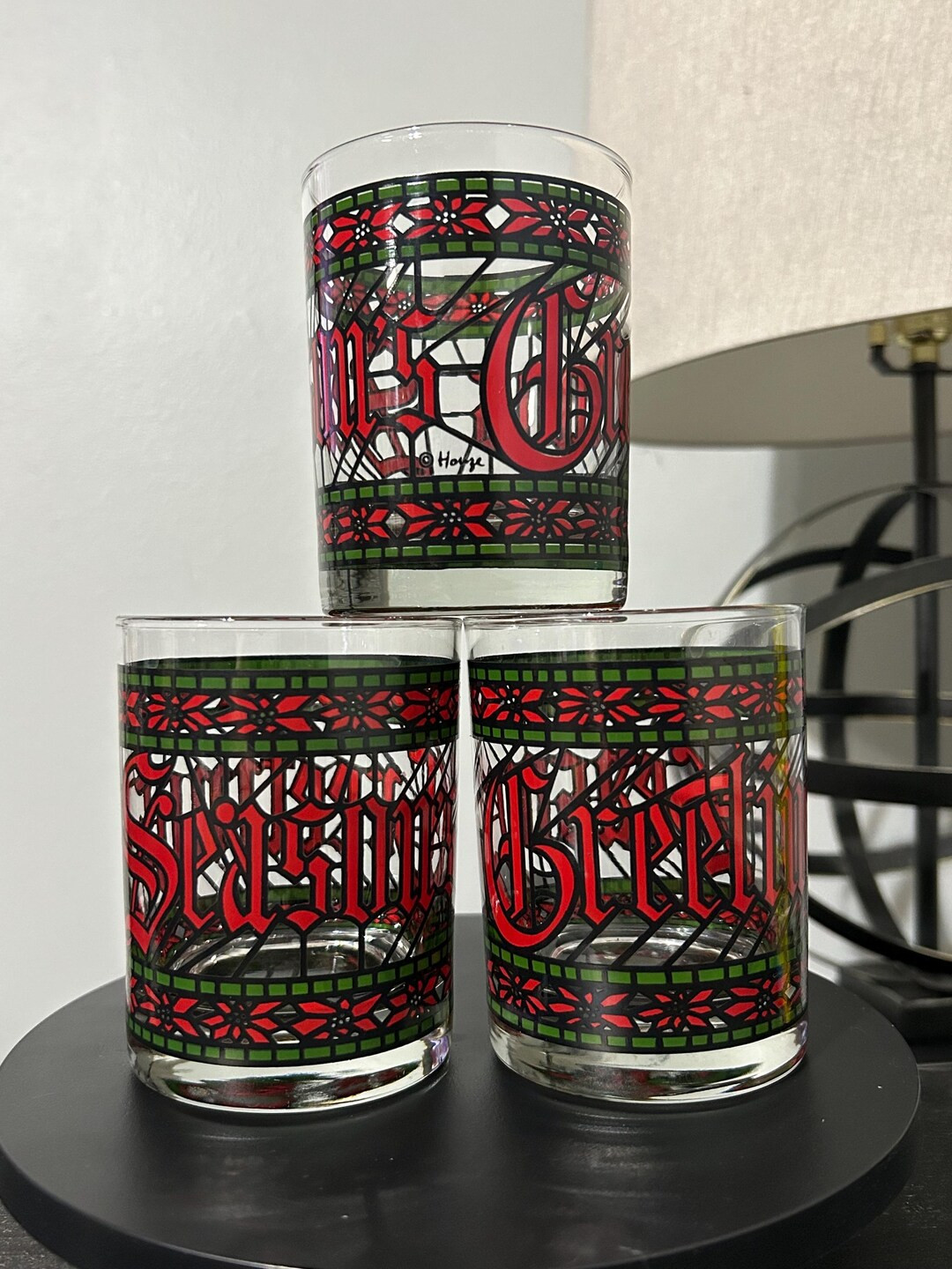Vintage Houze Season Greetings Glasses Set of 3 - Etsy | Etsy (US)