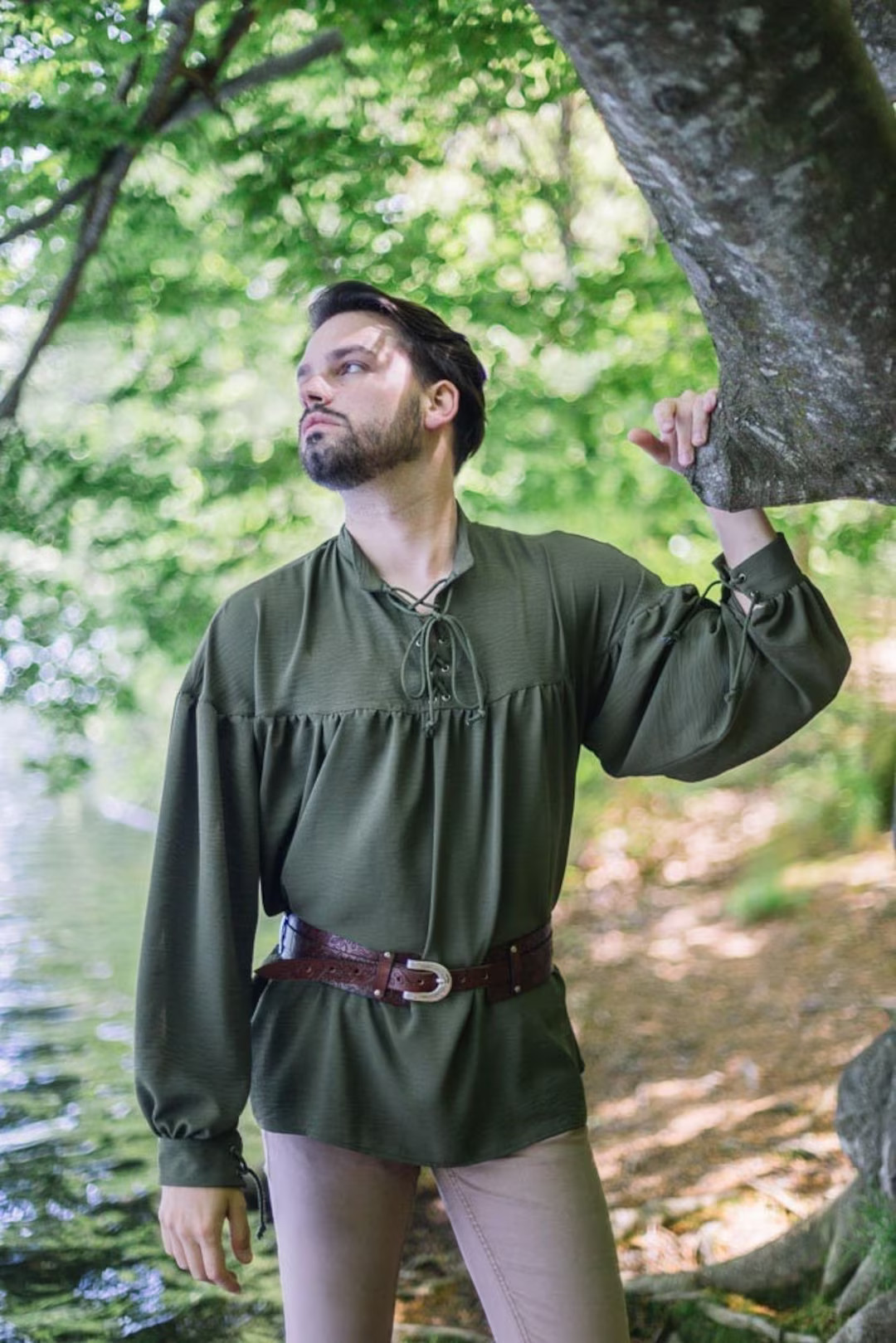 Men Shirt Renaissance Fair Men Peasant Green Shirt Steampunk Pirate Shirt Fantasy Medieval Costum... | Etsy (US)