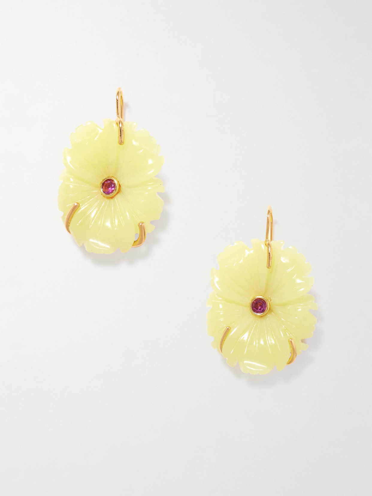 Lizzie Fortunato - New Bloom Gold-plated, Jade And Rhodolite Earrings - Yellow | NET-A-PORTER (US)