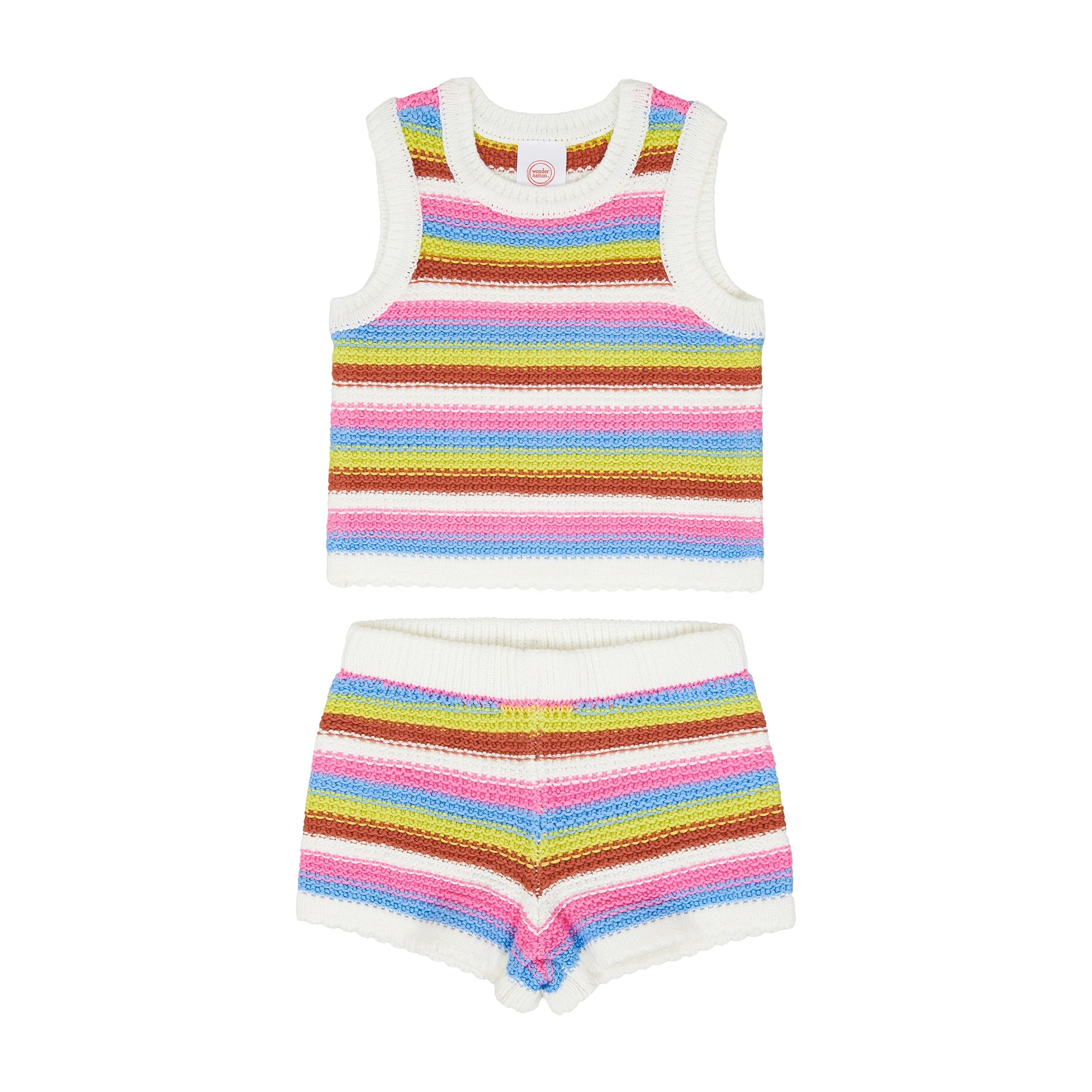 Wonder Nation Toddler Girl Crochet Tank and Short Set, Sizes 12M-5T - Walmart.com | Walmart (US)