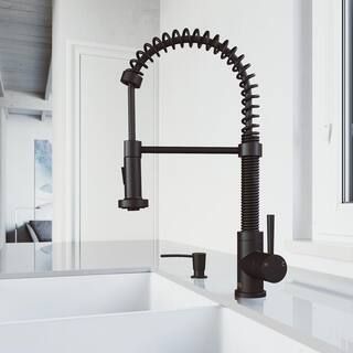 VIGOEdison Single-Handle Pull-Down Sprayer Kitchen Faucet with Soap Dispenser in Matte Black(1938... | The Home Depot