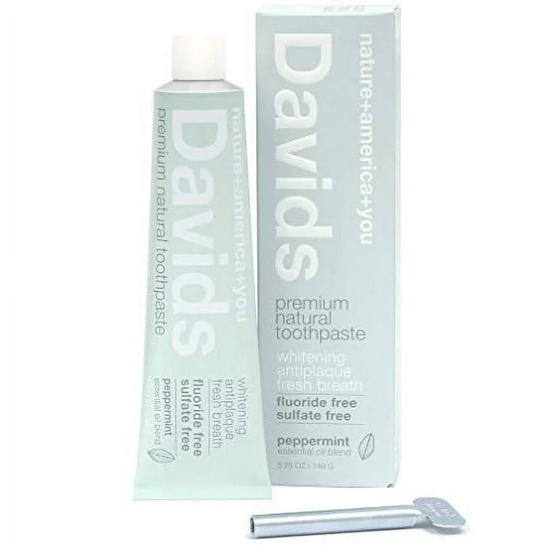 Davids Natural Toothpaste, Whitening, Antiplaque, Fluoride Free, SLS Free, Peppermint, 5.25 OZ Me... | Walmart (US)