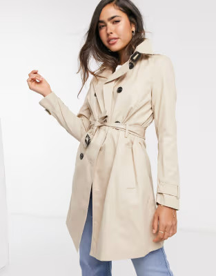 Stradivarius midi trench coat in beige | ASOS (Global)