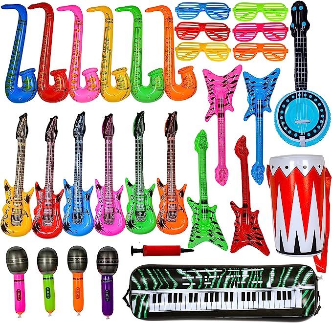 Amazon.com: Max Fun Inflatable Rock Star Toy Set, 30 PCS 80s Party Decorations Inflatable Party P... | Amazon (US)