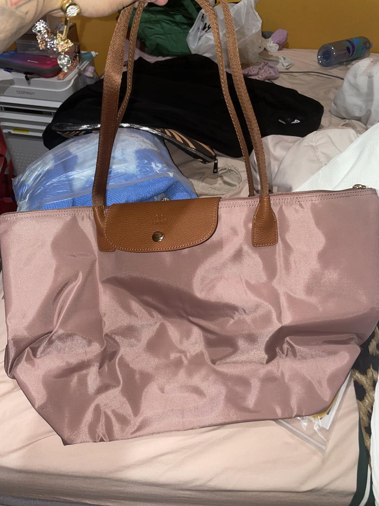 GM LIKKIE Shoulder Tote Bag for Women, Nylon Top-Handle Purse, Foldable Weekend Hobo Handbag | Amazon (US)