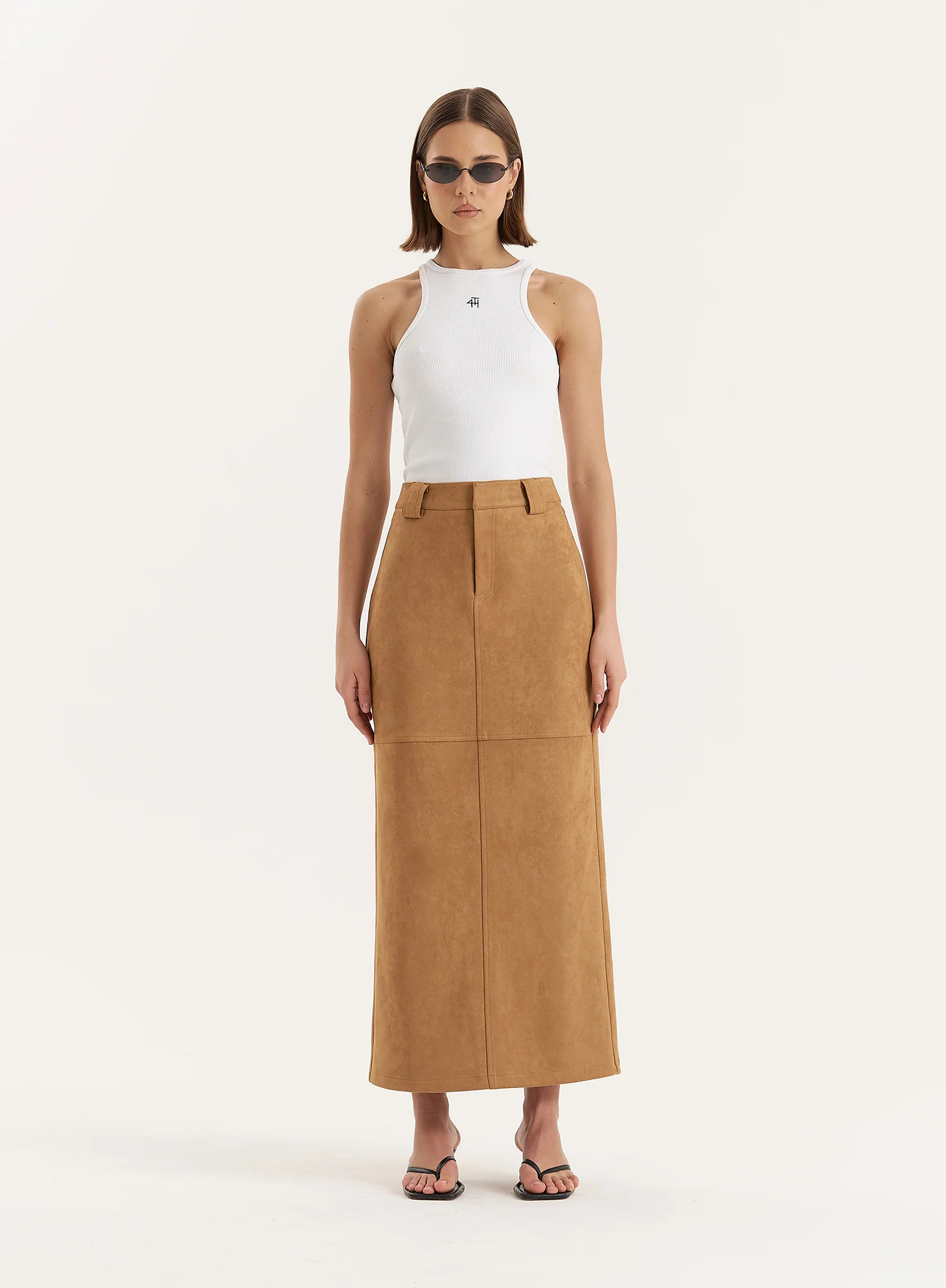 Tan Faux Suede Maxi Skirt- Stephy | 4th & Reckless