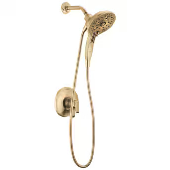 Delta Tetra Lumicoat Champagne Bronze 2-handle Multi-function Round Shower Faucet | Lowe's