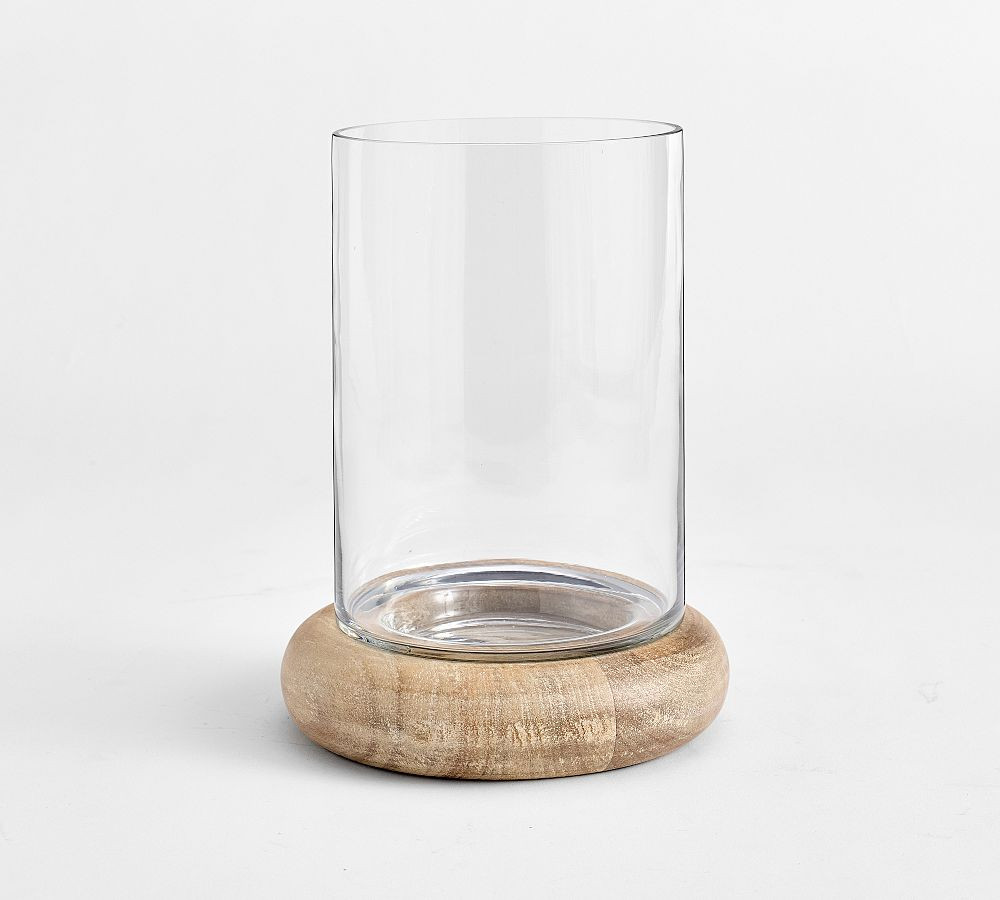 Laguna Mango Wood Hurricane Candle Holder | Pottery Barn (US)