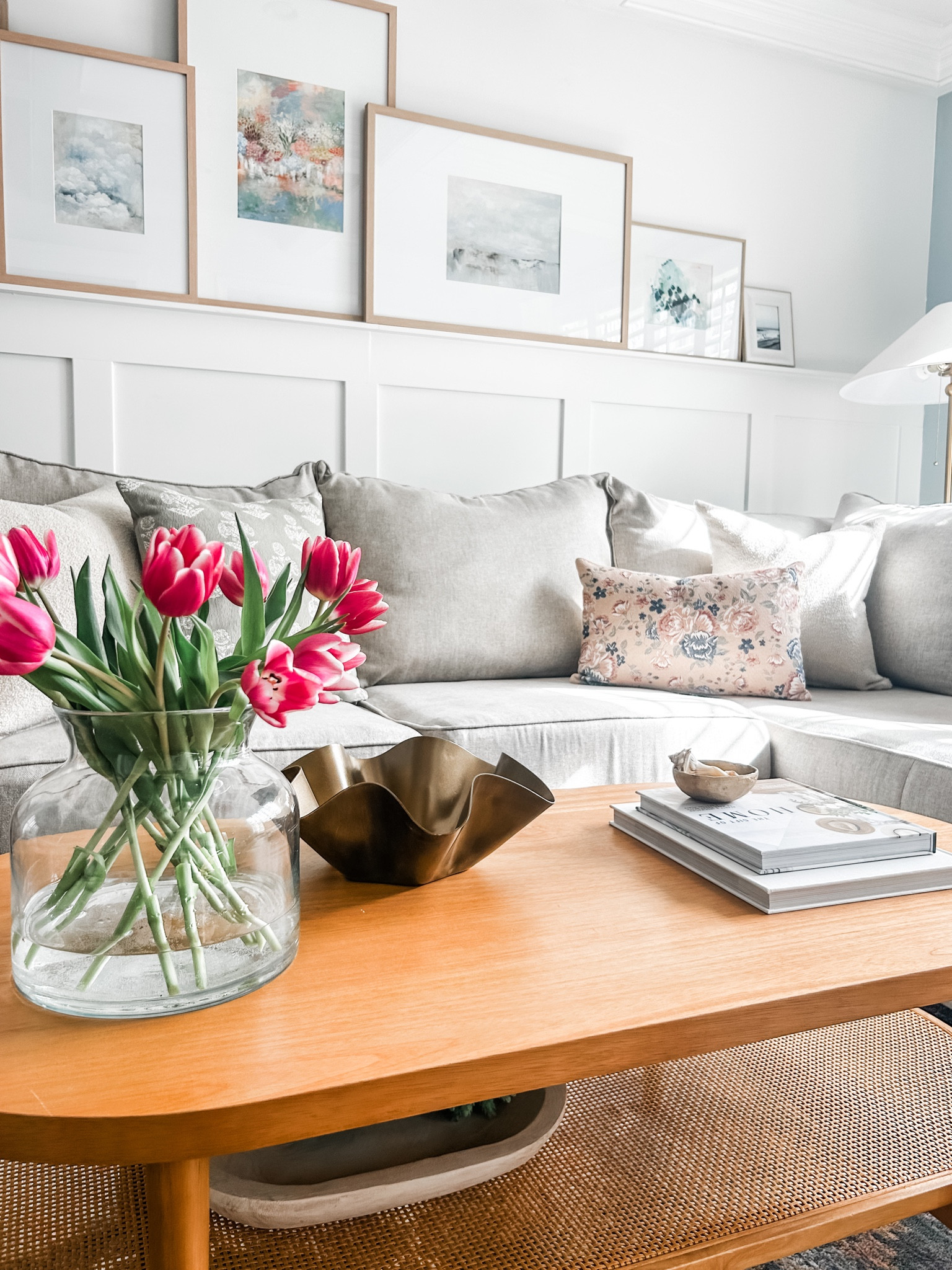 Spring decor in the living room!

Coffee table decor. 

Studio McGee block print square throw pillow, Spring throw pillow, floral lumbar pillow, metal wavy bowl, gold metal bowl, Studio McGee ruffle bowl, multi stripe throw blanket, woven throw blanket, Hearth & Hand throw blanket. Spring throw blanket.
Light wood oak coffee table, oval coffee table, Rattan coffee table, Nathan James coffee table, Spring art prints, Lindsay Letters art prints, wall decor, gallery frames, light wood photo frame, Studio McGee floor lamp, brass floor lamp.

Living room decor, living room refresh 
Spring decor.
Target decor.
#target #livingroom #spring

#LTKhome #LTKSeasonal #LTKstyletip
