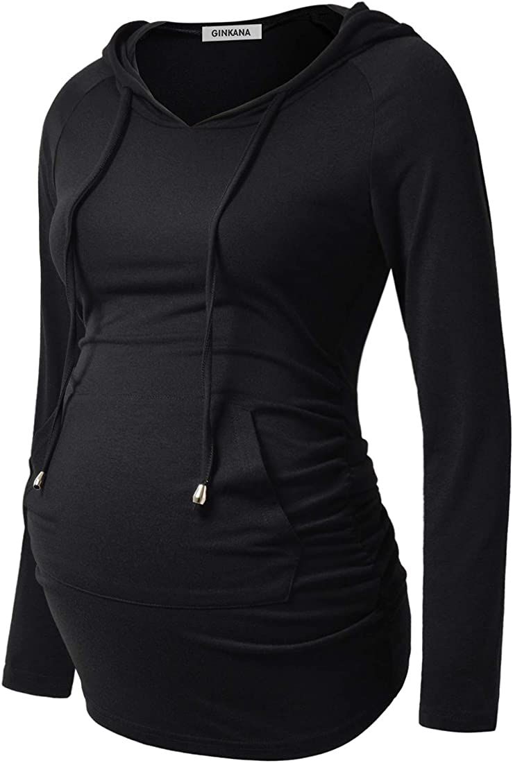 Womens Maternity Hoodie Top Sweatshirt Long Sleeve Shirts Pregnancy Tunic Top,Black, Small at Ama... | Amazon (US)