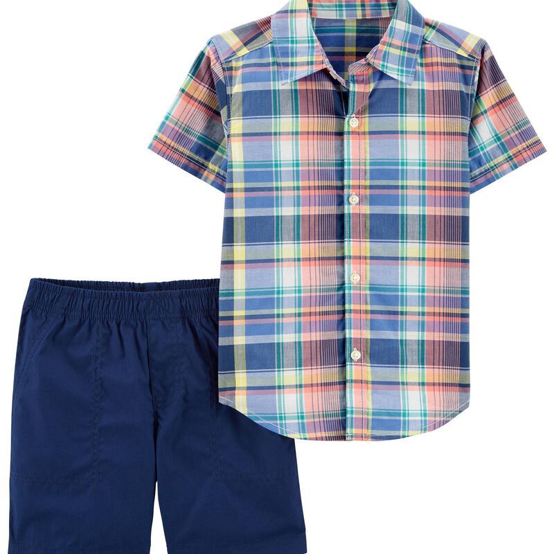 2-Piece Button-Front Shirt & Short Set | Carter's