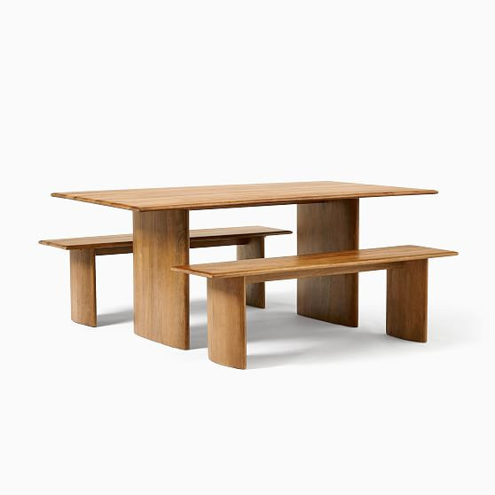 Anton Solid Wood Dining Table (72"") + 2 Bench Set | West Elm (US)