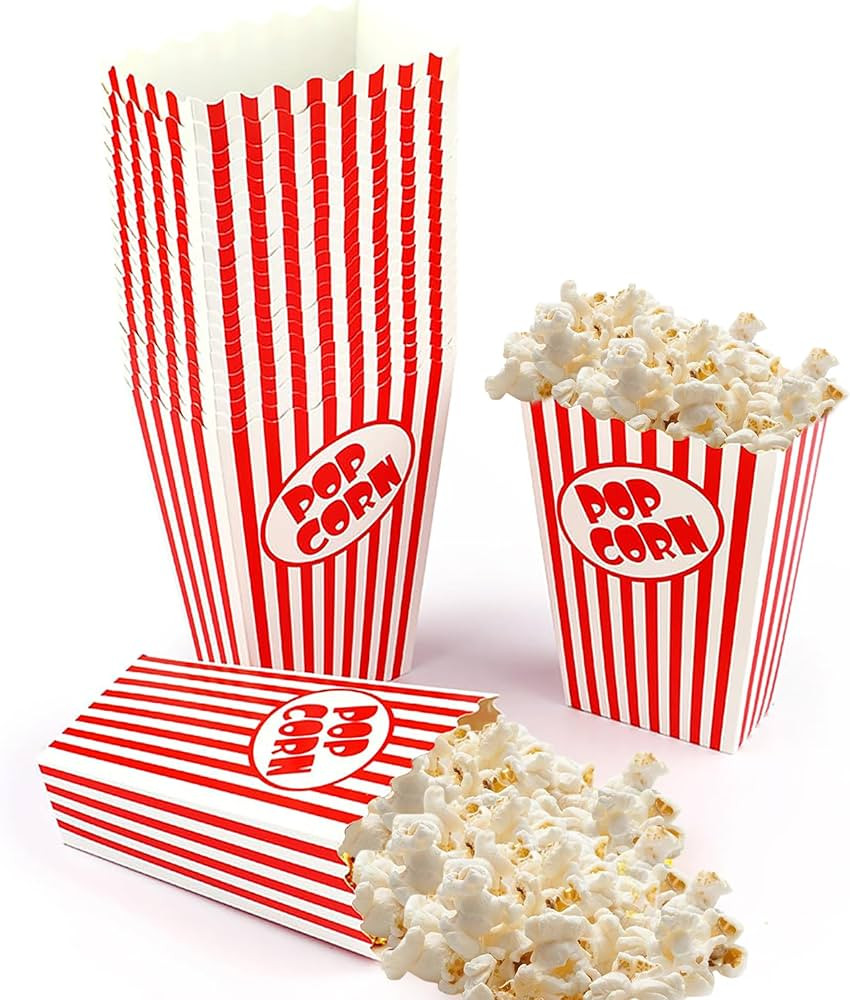 25 Pcs Small Popcorn Boxes for Party 5.5 Inches Tall Red & White Striped Popcorn Bags Mini Popcor... | Amazon (US)
