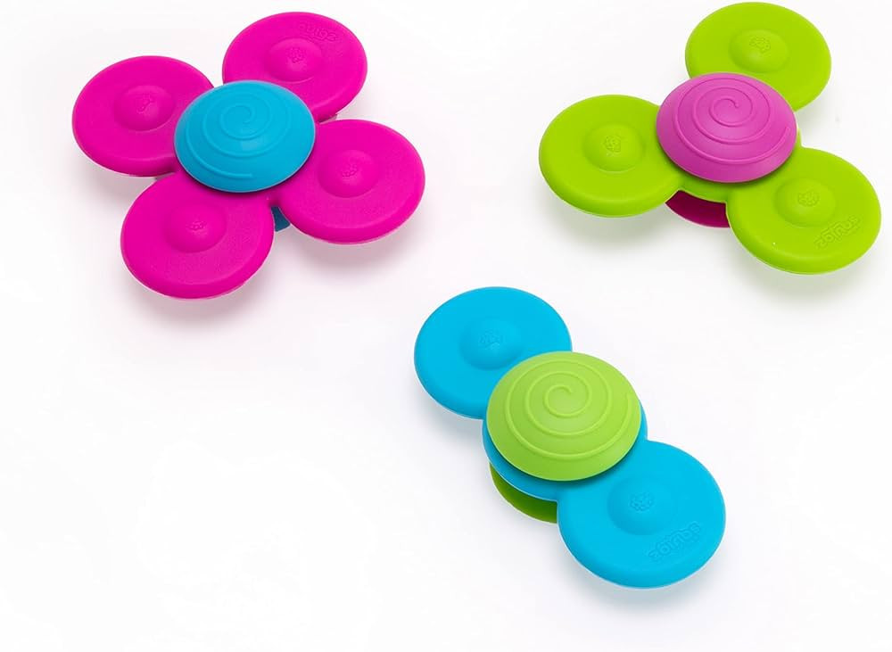 Fat Brain Toys Whirly Squigz - 3 Silicone Spinners for Toddlers & Kids, 10 mos+ | Amazon (US)