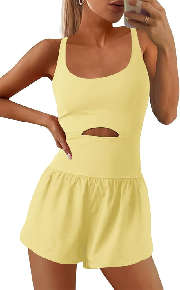 SENSERISE Womens Workout Rompers Athletic Romper Running Onesie One Piece Exercise Jumpsuits Gym ... | Amazon (US)