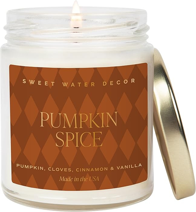 Sweet Water Decor Pumpkin Spice Candle - Fall Candles with Pumpkin, Clover, Cinnamon & Vanilla Sc... | Amazon (US)