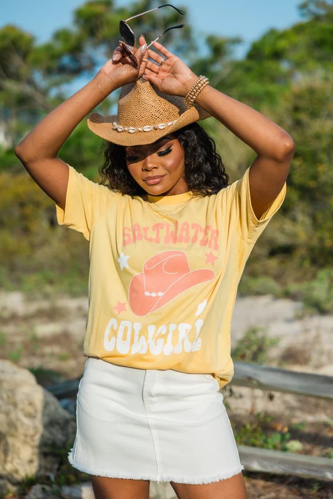 Saltwater Cowgirl Yellow Oversized Graphic Tee | Pink Lily
