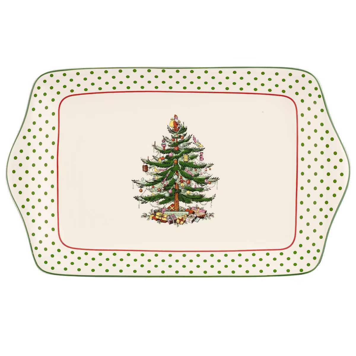Portmeirion Christmas Tree 12-Inch Polka Dot Dessert Tray - Holiday Serving Platter, Christmas Tr... | Target