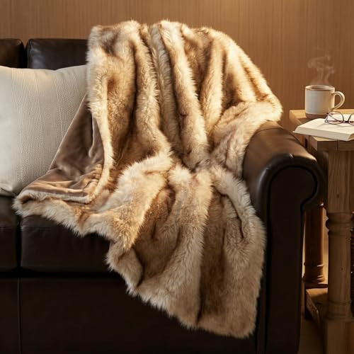 Hyde Lane Faux Fur Throw Blanket - Ultra Long Pile, Luxury Fluffy Fox Golden with Brown Tipped Throws for Couch Sofa Decoration, Fuzzy Plush Blankets for Women, 50x60 | Amazon (US)