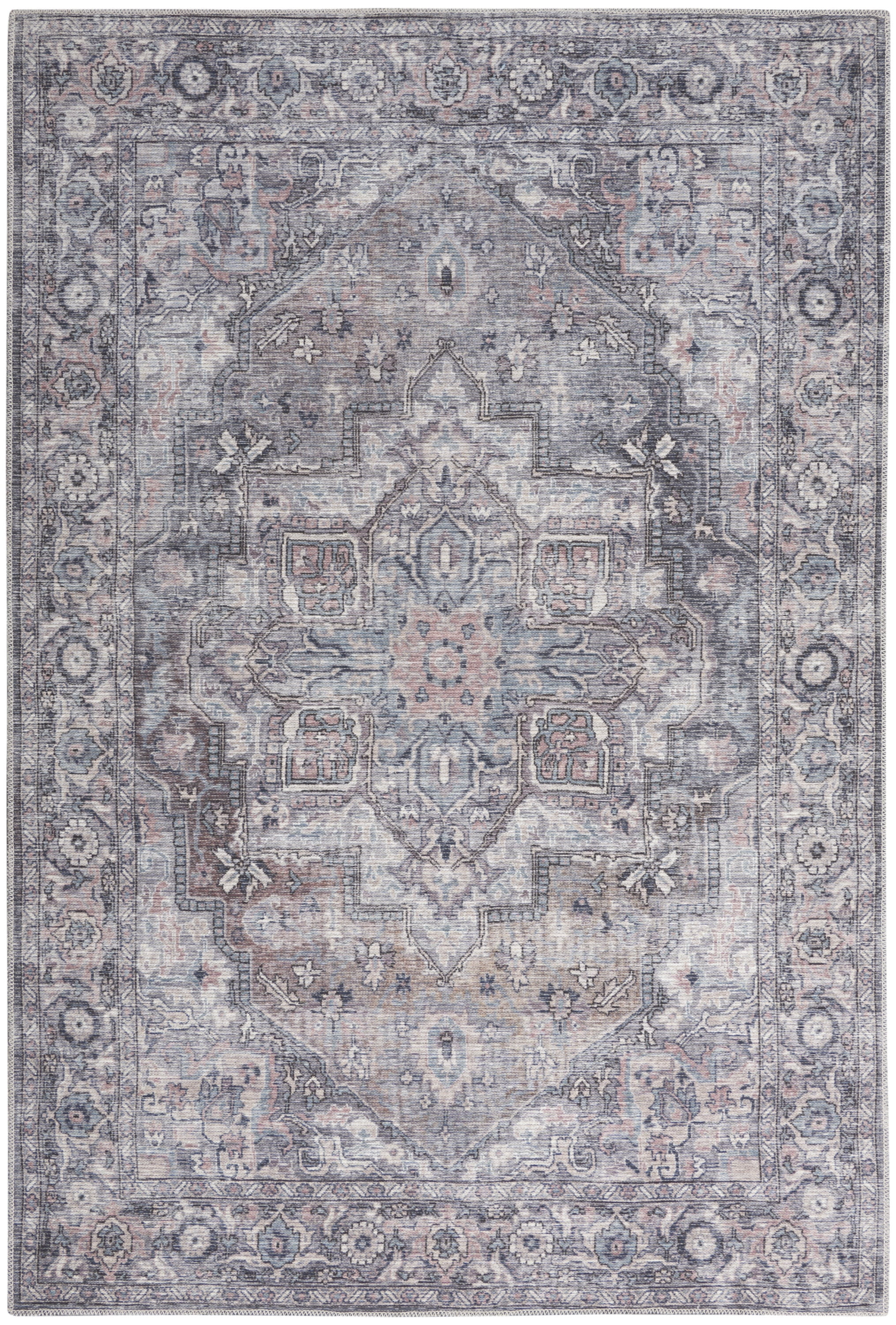 Nicole Curtis Machine Washable Vintage Boho Grey Area Rug - Walmart.com | Walmart (US)