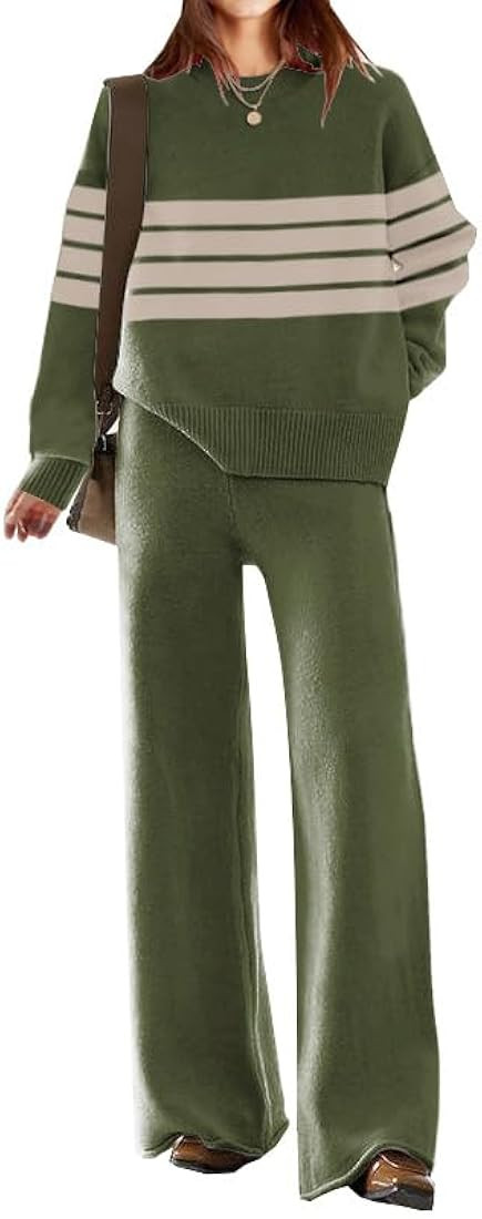 ETCYY NEW Womens Elegant Lounge Sets Knitted Sweatsuit Sets 2 Piece Outfits with Sweater Tops and... | Amazon (US)