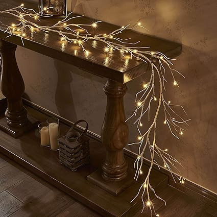 LITBLOOM Lighted Birch Garland 6FT 48 LED Battery Operated with Timer Pre-lit Twig Vine Lights fo... | Amazon (US)