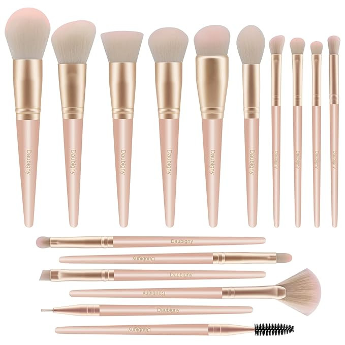 Makeup Brushes,Daubigny 16Pcs Silver Premium Synthetic Makeup Brush Set with Professional Foundat... | Amazon (US)