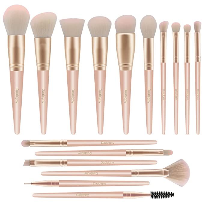 Makeup Brushes,Daubigny 16Pcs Silver Premium Synthetic Makeup Brush Set with Professional Foundat... | Amazon (US)