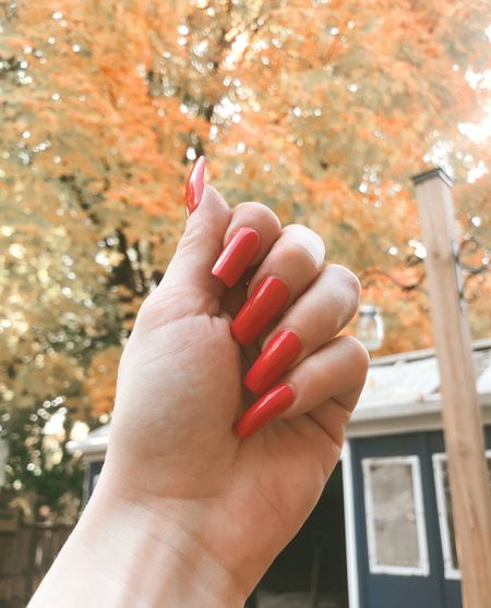 Red nails for fall 🍁🍂

My favourite set of press-on nails from Kiss. I love the square shape! 

#LTKunder50 #LTKSeasonal #LTKbeauty