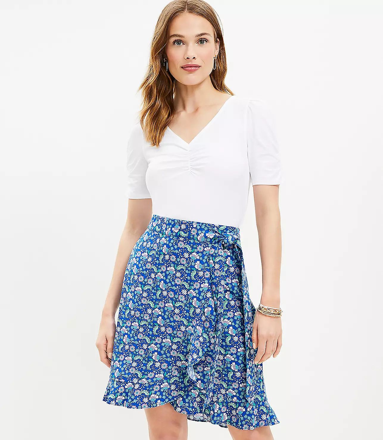 Floral Ruffle Wrap Skirt | LOFT