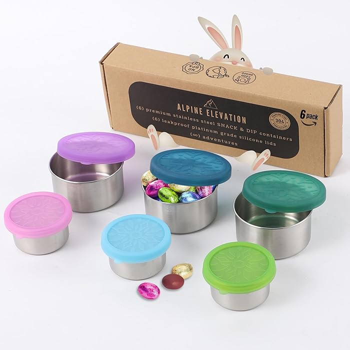 12-Piece Stainless Steel Snack Dip Condiment Containers Set | 3 x 7.4 oz and 3 x 3.4 oz with Sili... | Amazon (US)