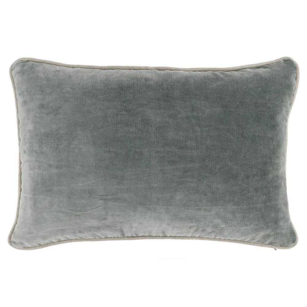 Karen Mid Century Modern Natural Piping Sage Green Velvet Lumbar Pillow - 14x20 | Kathy Kuo Home