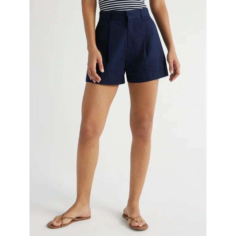 Free Assembly Women's High Rise Pleated Shorts, 4 1/4” Inseam, Sizes 0-16 - Walmart.com | Walmart (US)