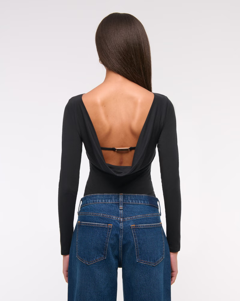 Women's Long-Sleeve Draped Cowl Back Top | Women's New Arrivals | Abercrombie.com | Abercrombie & Fitch (US)