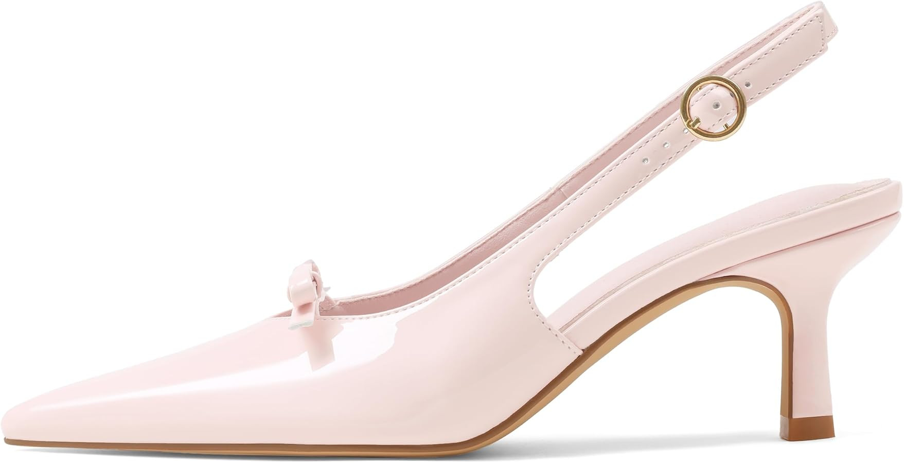 Mattiventon Slingback Heels for Women Kitten Heels Bow Ankle Strap Pointed Toe Heel Sexy Wedding ... | Amazon (US)