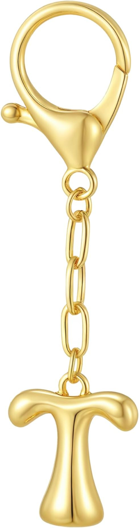 Gold Bubble Initial Keychain Charm for Women Chunky Bag Purse Charms A-Z Letter Key Chains for Ha... | Amazon (US)