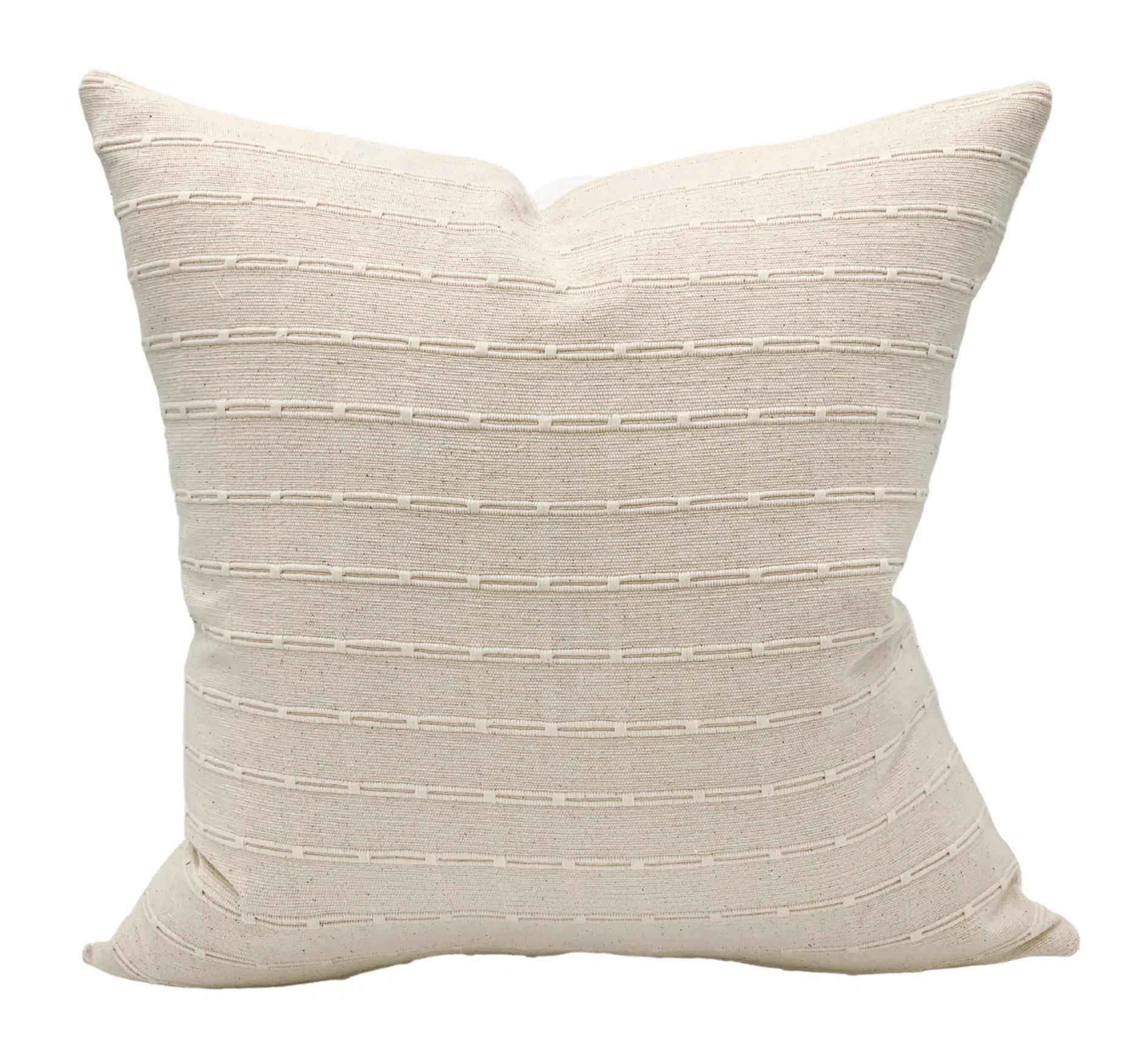 Off white Cream Striped Woven Pillow Cover | Krinto