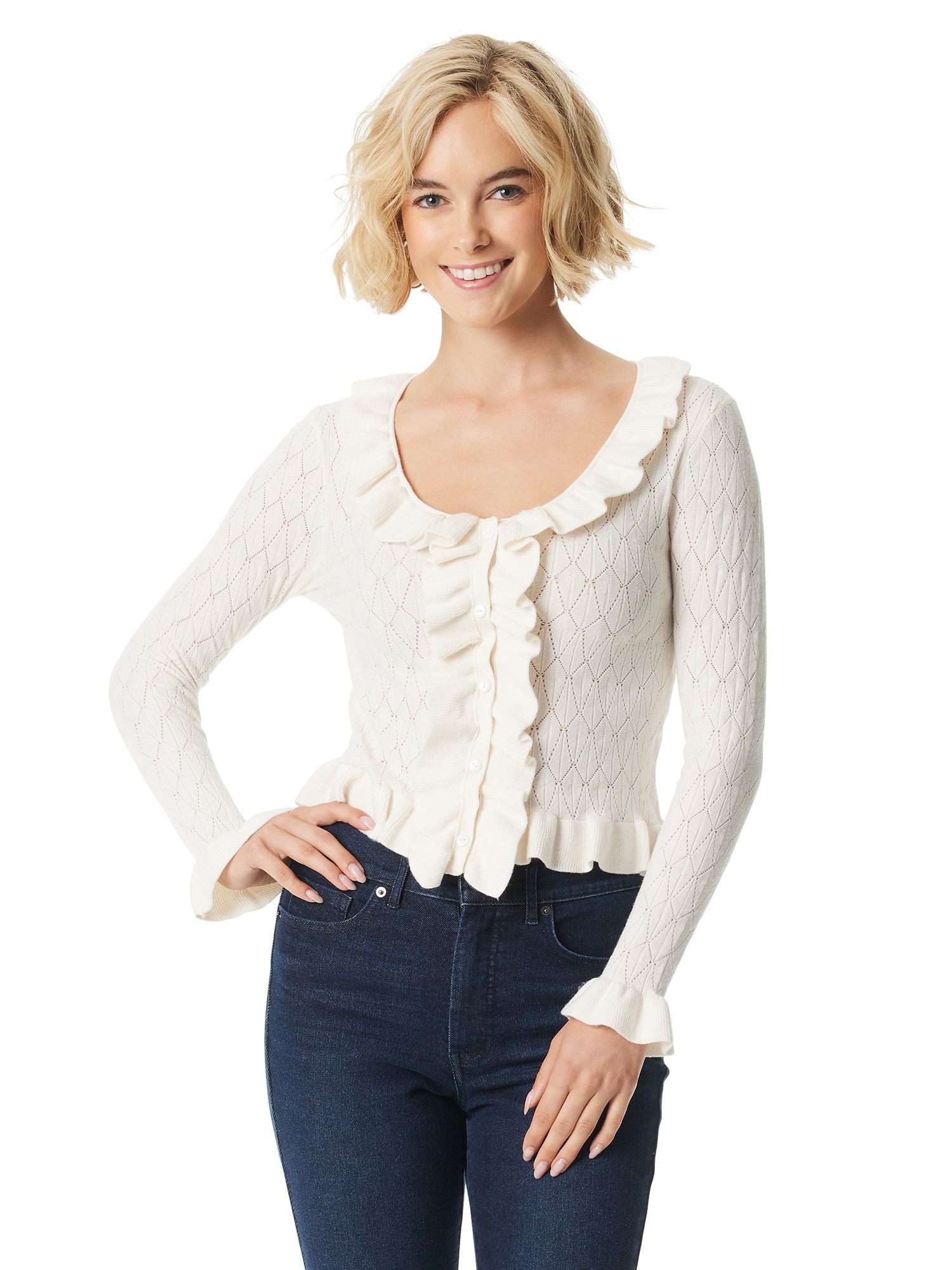 Jessica Simpson Women's and Women's Plus Skylar Pointelle Pullover Sweater | Walmart (US)