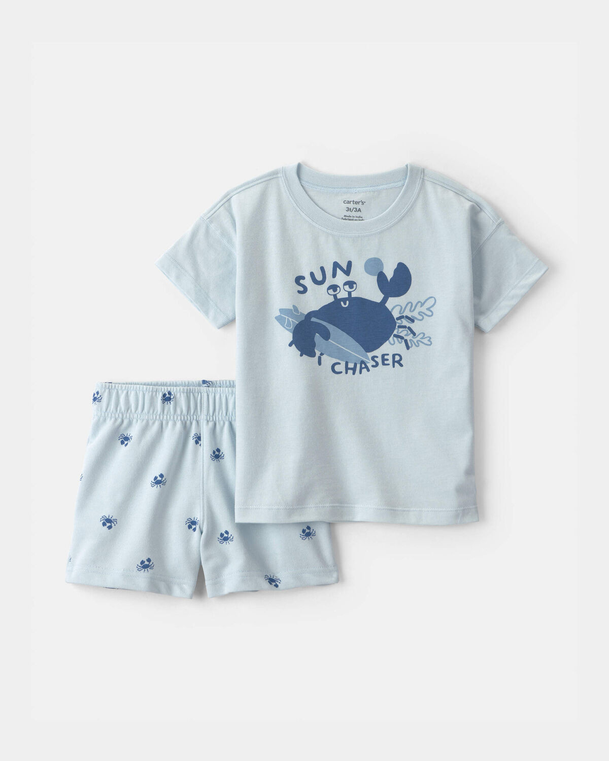 Toddler Boy 2-Piece Crab Short-Sleeve Top & Short Set - Blue | Carter's | Carter's Inc