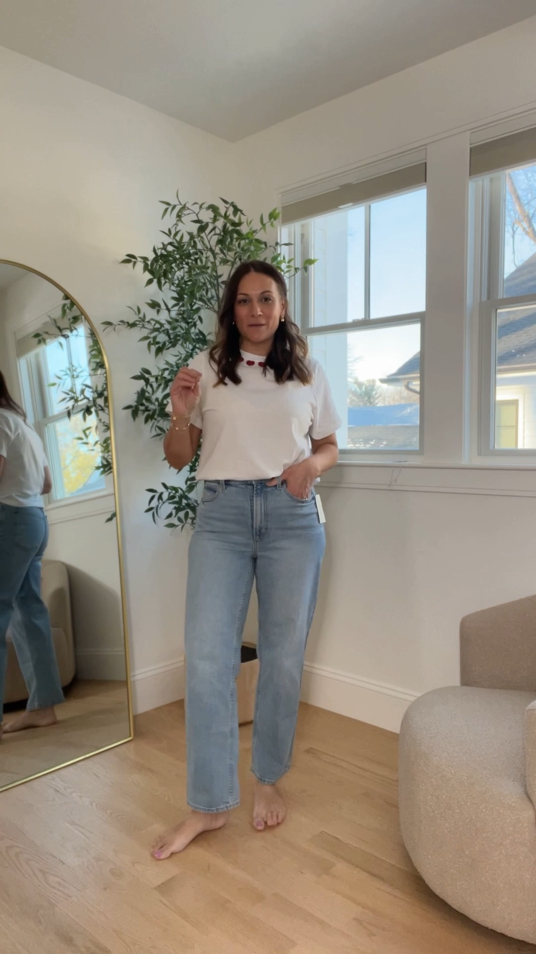Best under 40 jeans.  Wearing a size 10 .  
Viral target jeans straight leg jeans.  Spring outfits.  

#LTKSaleAlert #LTKOver40 #LTKMidsize