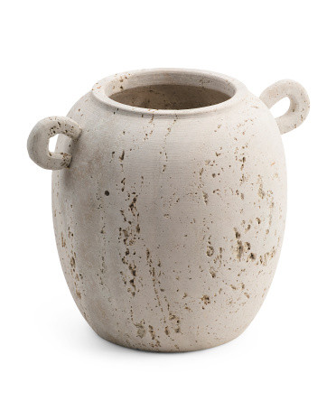 9x10 Travertine 2 Handle Vase | Marshalls
