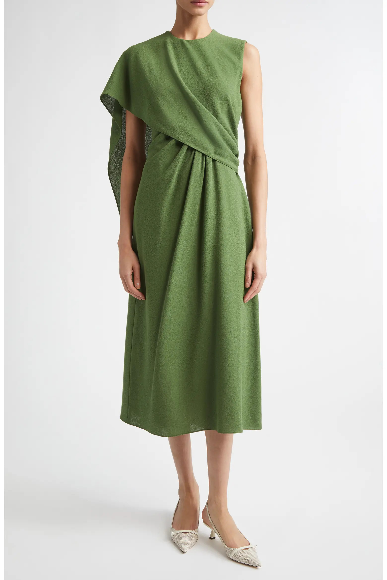 Tidus Draped Wool Crepe Midi Dress (Women) | Nordstrom | Nordstrom