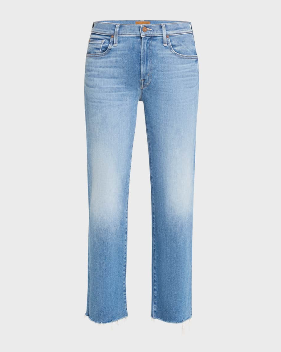MOTHER The Mid-Rise Rambler Zip Ankle Fray Jeans | Neiman Marcus