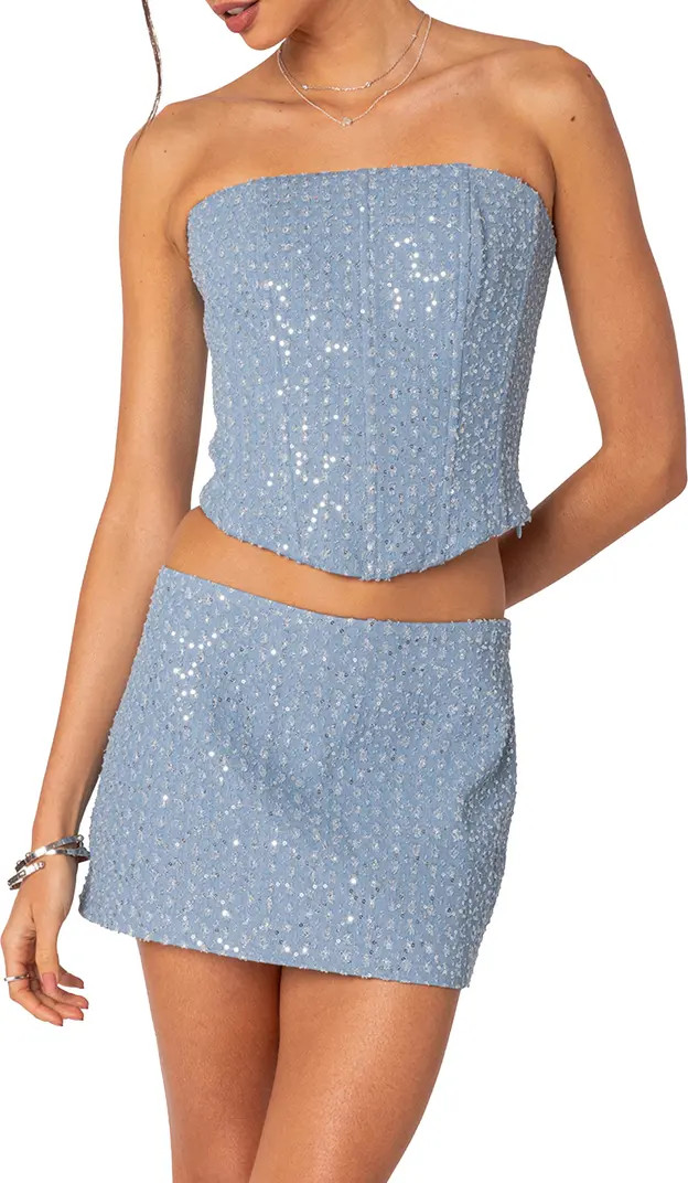 Icing Crystal Detail Strapless Corset Top | Nordstrom