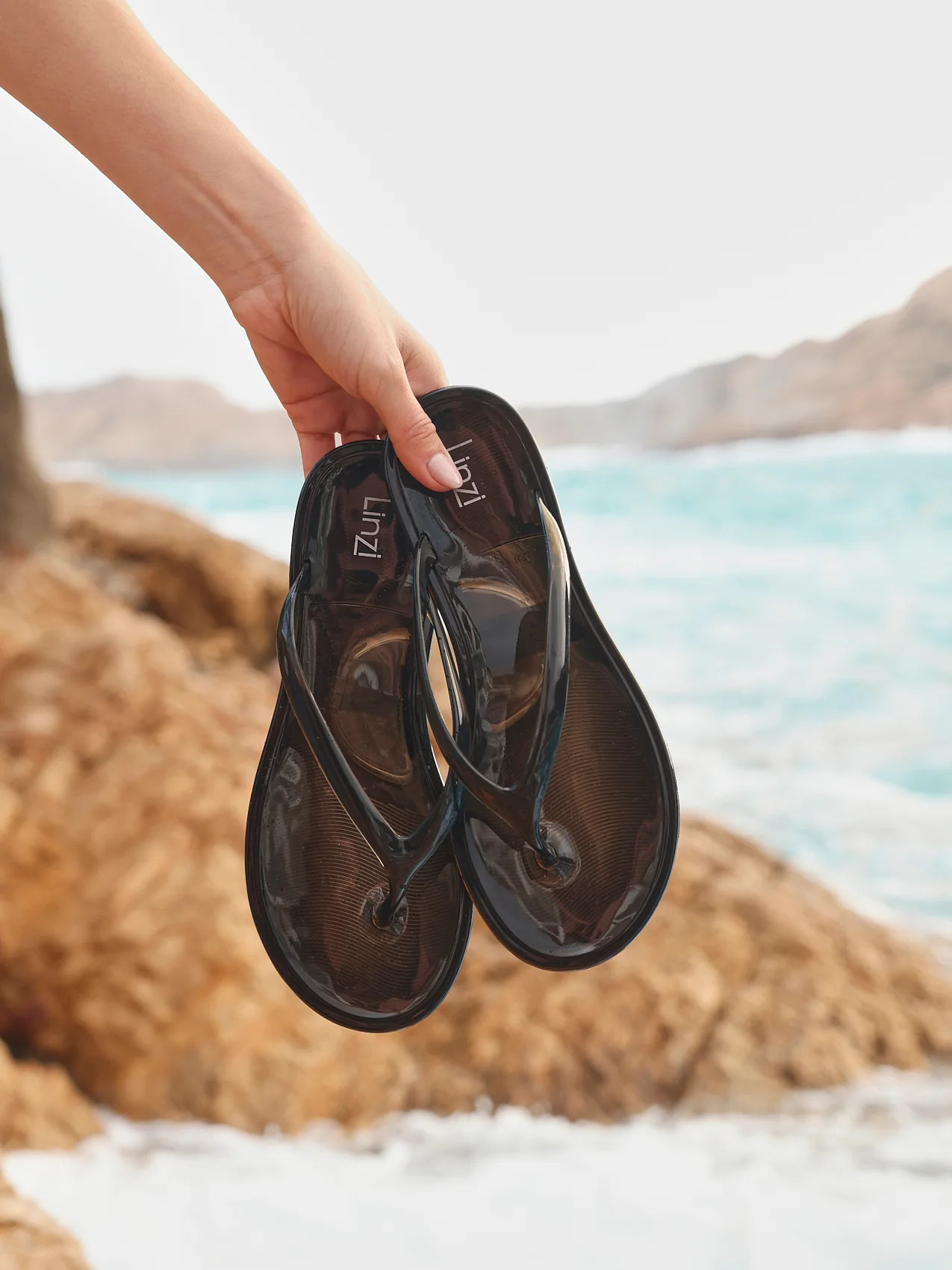 Marine Black Jelly Flip Flops | Linzi Shoes