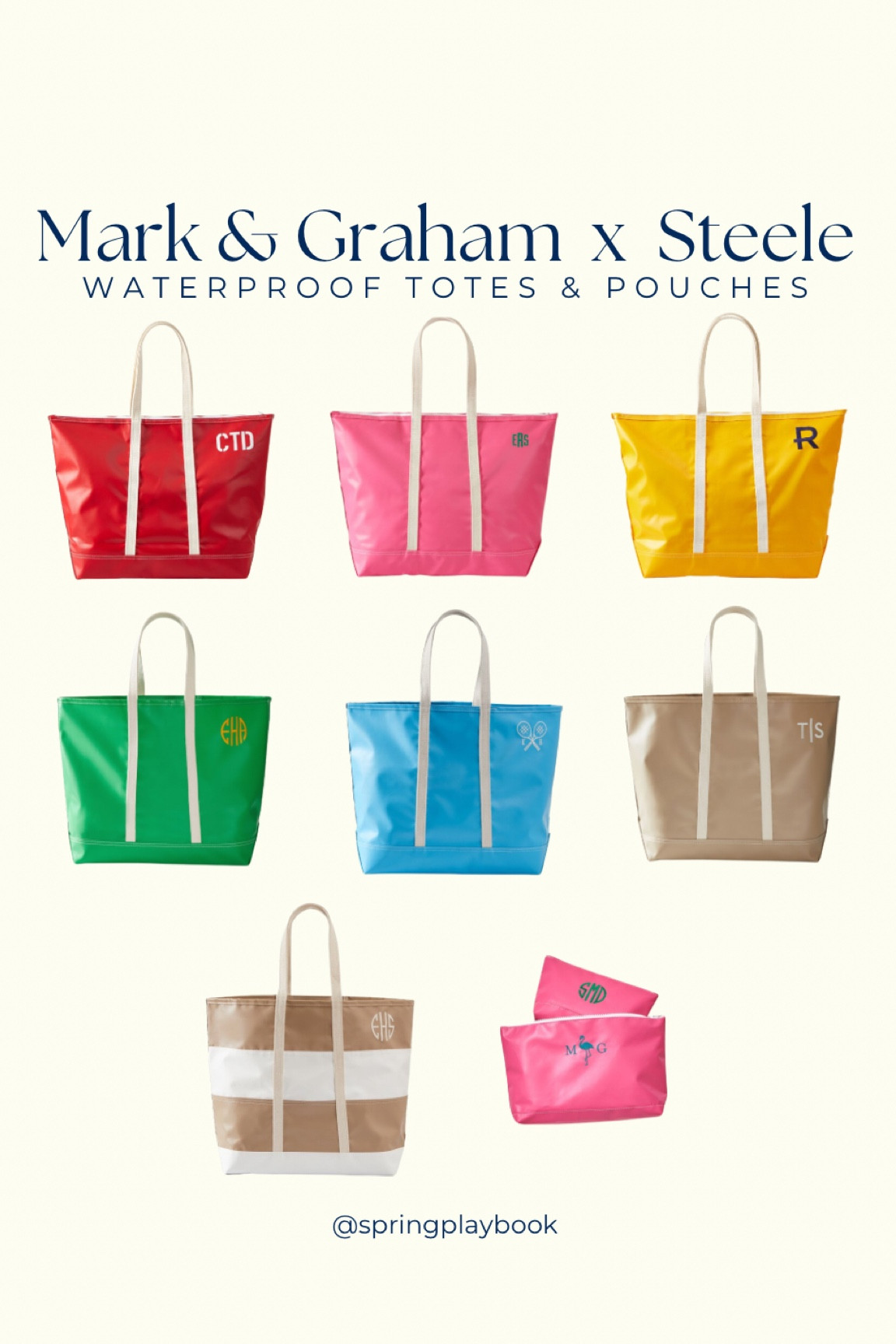 The Mark & Graham x Steele waterproof tote & pouches came highly recommended. Choose from open top or zip top  Pink, green, and beige are probably the best Spring colors. But it’s a bag! Have some fun. Don’t forget to check out all of their monogramming options!

#createdcolorful #createdcolorfulspring #hocspring #tcispring #pcaspring #lightspring #warmspring #truespring #brightspring #clearspring #paintboxspring #bluespring

#LTKItBag #LTKSwim #LTKSeasonal