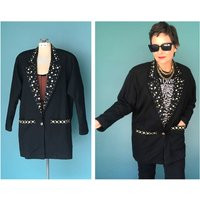 Black 80S Blazer Womens Longline Blazer, Taralynevansstudio | Etsy (US)