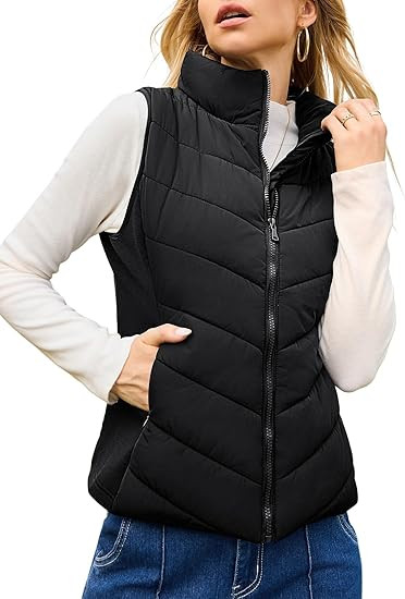 Dokotoo Puffer Vest Women Sleeveless Zip Up Outerwear Stand Collar Quilted Vest Warm Winter Jacke... | Amazon (US)