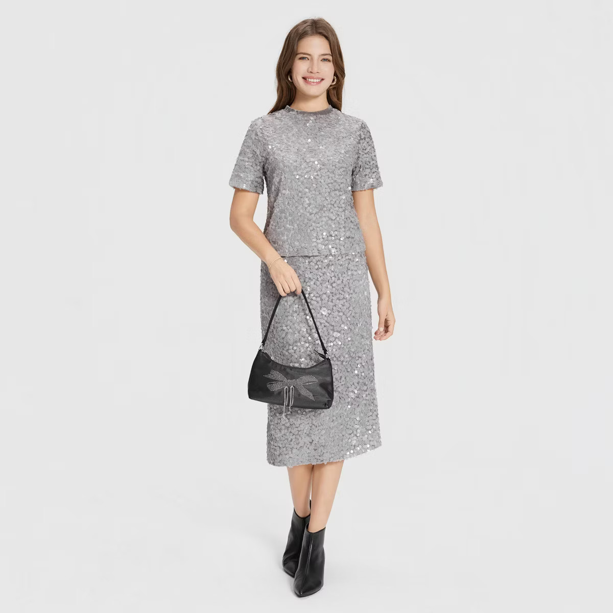 Women's Short Sleeve Slim Fit Sequin T-Shirt - A New Day™ | Target