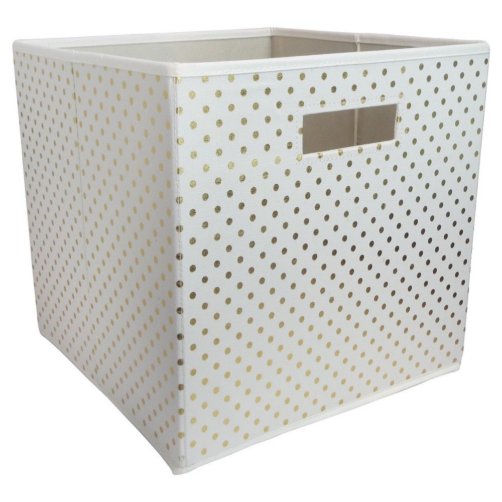 Fabric Cube Storage Bin Gold Dots - Pillowfort, White/Gold | Target